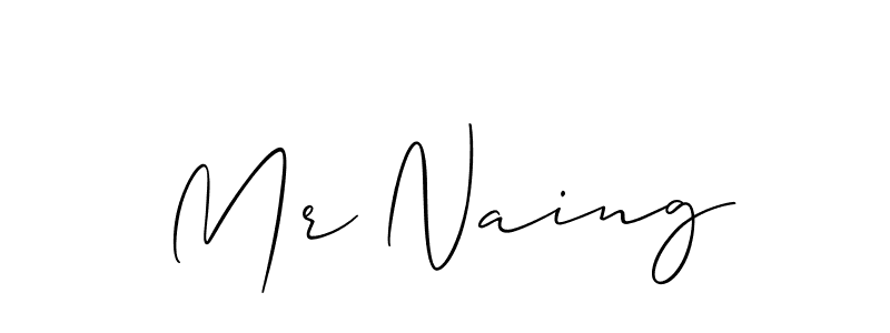 Similarly Allison_Script is the best handwritten signature design. Signature creator online .You can use it as an online autograph creator for name Mr Naing. Mr Naing signature style 2 images and pictures png