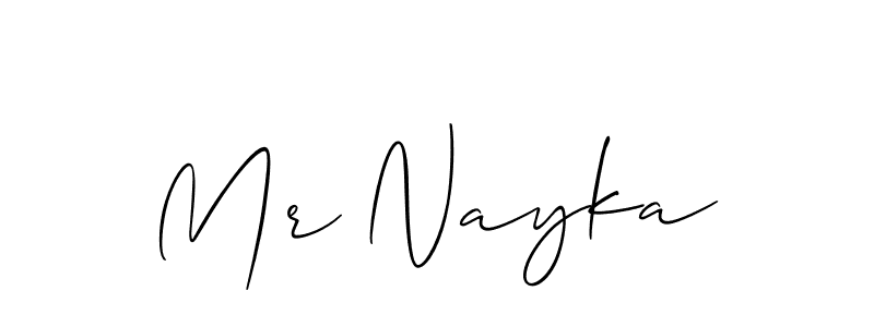 Allison_Script is a professional signature style that is perfect for those who want to add a touch of class to their signature. It is also a great choice for those who want to make their signature more unique. Get Mr Nayka name to fancy signature for free. Mr Nayka signature style 2 images and pictures png