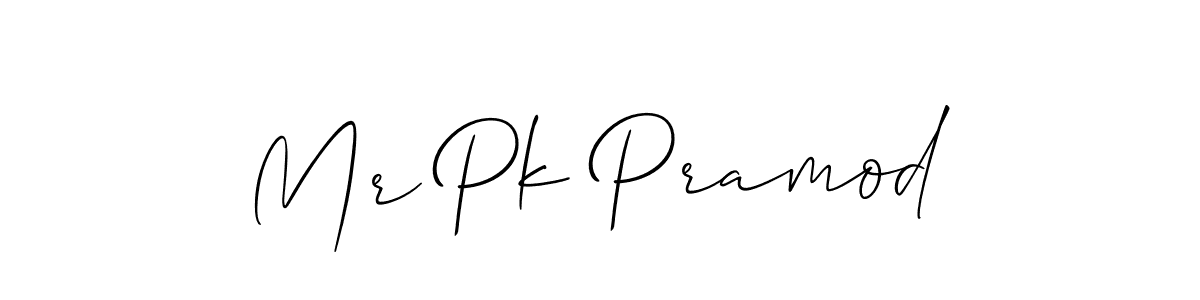 Create a beautiful signature design for name Mr Pk Pramod. With this signature (Allison_Script) fonts, you can make a handwritten signature for free. Mr Pk Pramod signature style 2 images and pictures png
