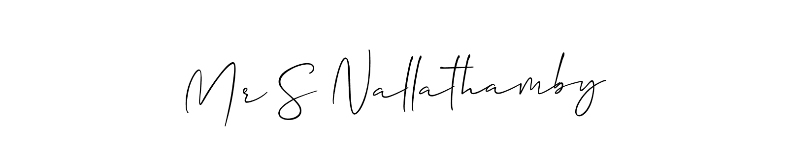 This is the best signature style for the Mr S Nallathamby name. Also you like these signature font (Allison_Script). Mix name signature. Mr S Nallathamby signature style 2 images and pictures png