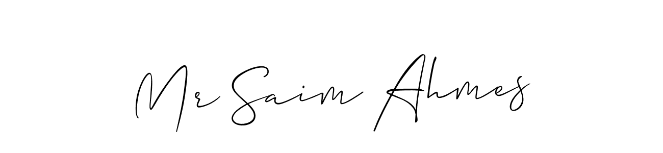 Allison_Script is a professional signature style that is perfect for those who want to add a touch of class to their signature. It is also a great choice for those who want to make their signature more unique. Get Mr Saim Ahmes name to fancy signature for free. Mr Saim Ahmes signature style 2 images and pictures png