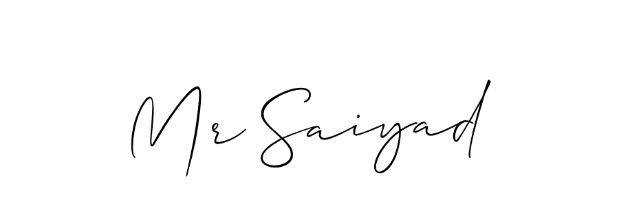 Also we have Mr Saiyad name is the best signature style. Create professional handwritten signature collection using Allison_Script autograph style. Mr Saiyad signature style 2 images and pictures png
