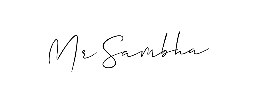 if you are searching for the best signature style for your name Mr Sambha. so please give up your signature search. here we have designed multiple signature styles  using Allison_Script. Mr Sambha signature style 2 images and pictures png