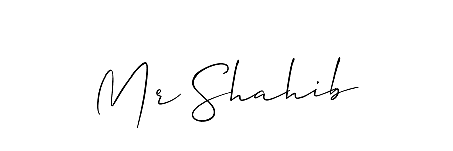 Use a signature maker to create a handwritten signature online. With this signature software, you can design (Allison_Script) your own signature for name Mr Shahib. Mr Shahib signature style 2 images and pictures png