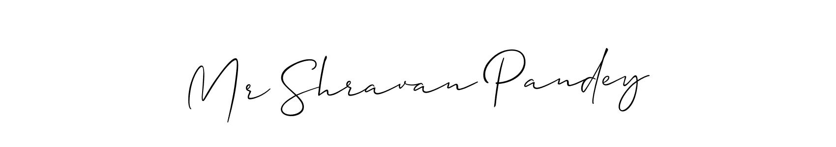 Similarly Allison_Script is the best handwritten signature design. Signature creator online .You can use it as an online autograph creator for name Mr Shravan Pandey. Mr Shravan Pandey signature style 2 images and pictures png