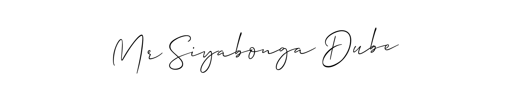 Design your own signature with our free online signature maker. With this signature software, you can create a handwritten (Allison_Script) signature for name Mr Siyabonga Dube. Mr Siyabonga Dube signature style 2 images and pictures png