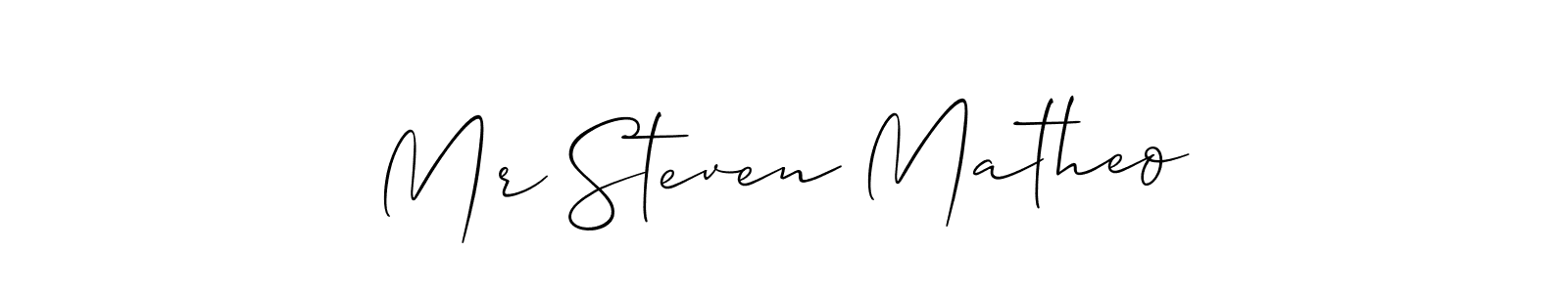 Create a beautiful signature design for name Mr Steven Matheo. With this signature (Allison_Script) fonts, you can make a handwritten signature for free. Mr Steven Matheo signature style 2 images and pictures png