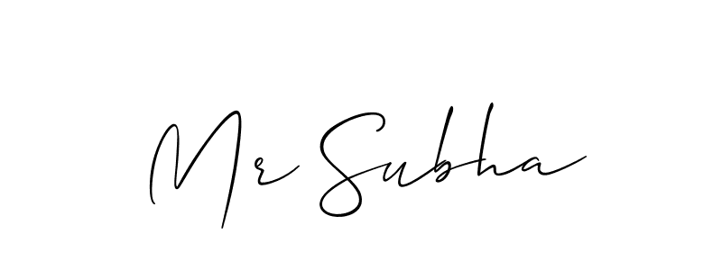 if you are searching for the best signature style for your name Mr Subha. so please give up your signature search. here we have designed multiple signature styles  using Allison_Script. Mr Subha signature style 2 images and pictures png