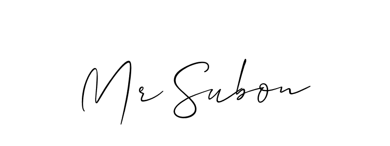 Allison_Script is a professional signature style that is perfect for those who want to add a touch of class to their signature. It is also a great choice for those who want to make their signature more unique. Get Mr Subon name to fancy signature for free. Mr Subon signature style 2 images and pictures png