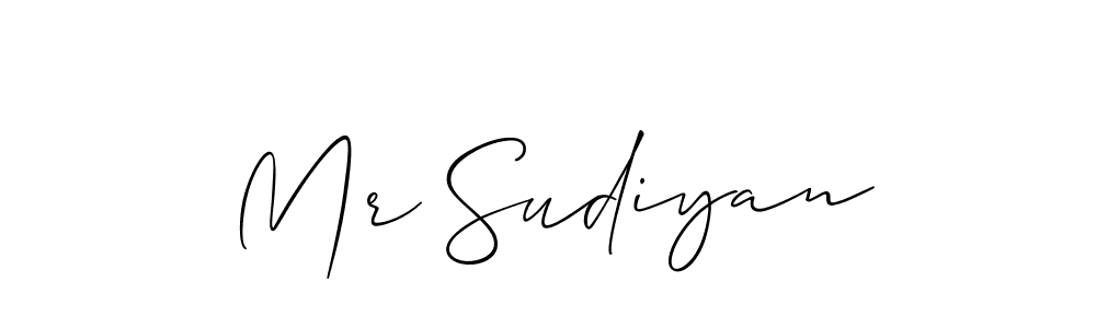 The best way (Allison_Script) to make a short signature is to pick only two or three words in your name. The name Mr Sudiyan include a total of six letters. For converting this name. Mr Sudiyan signature style 2 images and pictures png