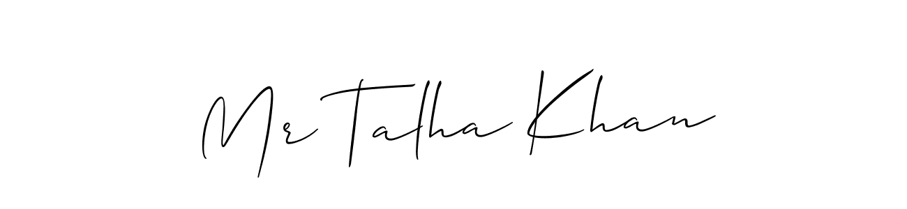 How to make Mr Talha Khan name signature. Use Allison_Script style for creating short signs online. This is the latest handwritten sign. Mr Talha Khan signature style 2 images and pictures png