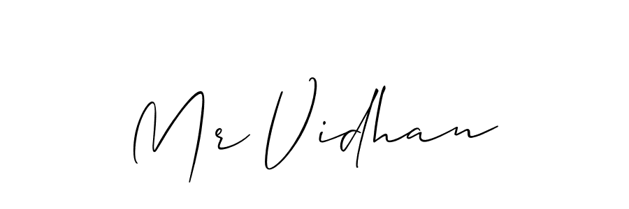Similarly Allison_Script is the best handwritten signature design. Signature creator online .You can use it as an online autograph creator for name Mr Vidhan. Mr Vidhan signature style 2 images and pictures png