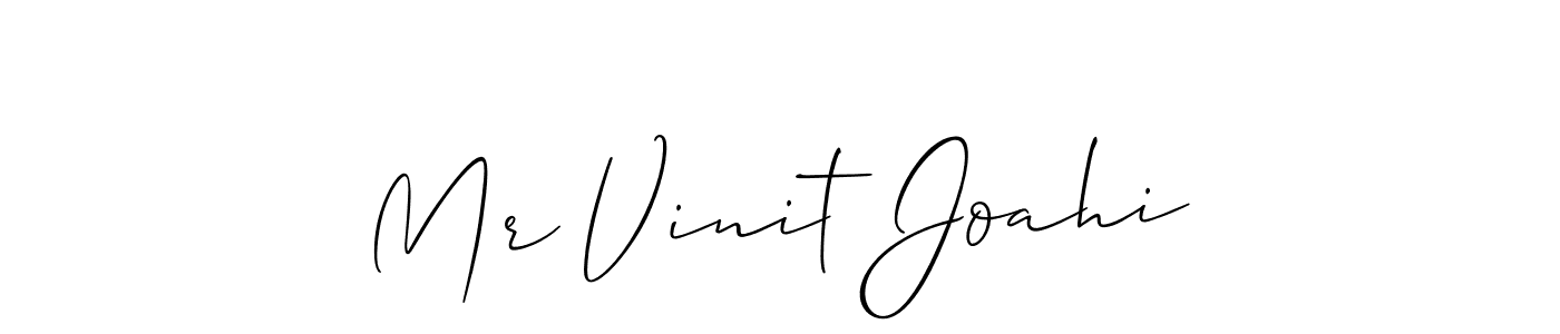 It looks lik you need a new signature style for name Mr Vinit Joahi. Design unique handwritten (Allison_Script) signature with our free signature maker in just a few clicks. Mr Vinit Joahi signature style 2 images and pictures png