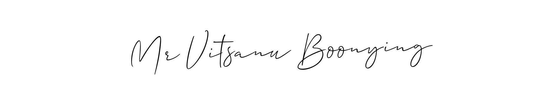 Create a beautiful signature design for name Mr Vitsanu Boonying. With this signature (Allison_Script) fonts, you can make a handwritten signature for free. Mr Vitsanu Boonying signature style 2 images and pictures png