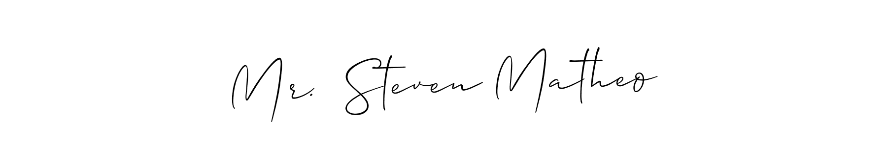 How to make Mr.  Steven Matheo name signature. Use Allison_Script style for creating short signs online. This is the latest handwritten sign. Mr.  Steven Matheo signature style 2 images and pictures png