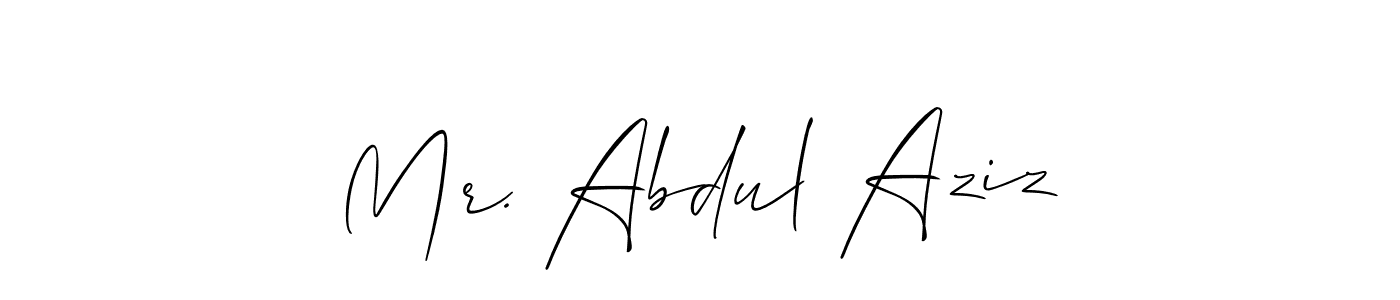 Create a beautiful signature design for name Mr. Abdul Aziz. With this signature (Allison_Script) fonts, you can make a handwritten signature for free. Mr. Abdul Aziz signature style 2 images and pictures png