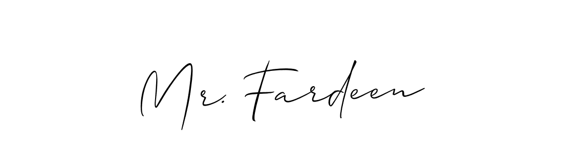 How to make Mr. Fardeen signature? Allison_Script is a professional autograph style. Create handwritten signature for Mr. Fardeen name. Mr. Fardeen signature style 2 images and pictures png