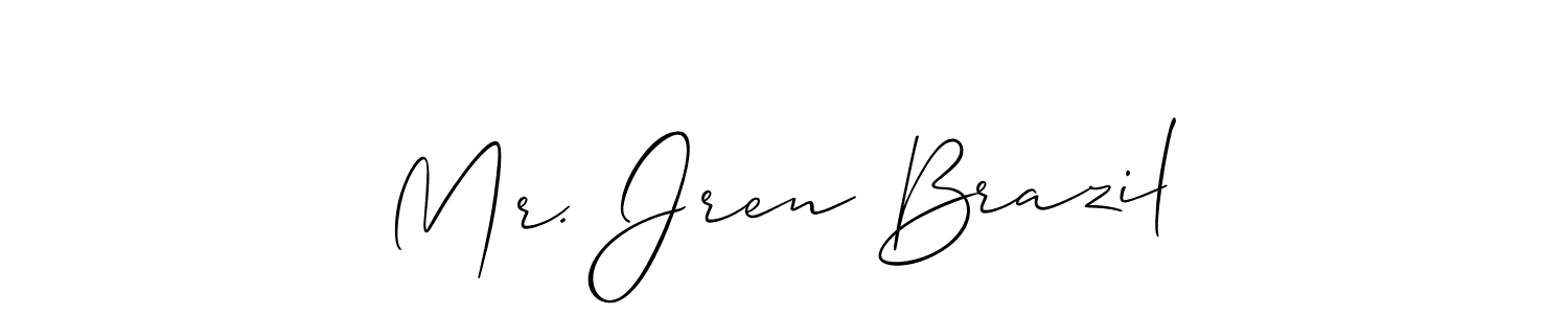 Also You can easily find your signature by using the search form. We will create Mr. Jren Brazil name handwritten signature images for you free of cost using Allison_Script sign style. Mr. Jren Brazil signature style 2 images and pictures png