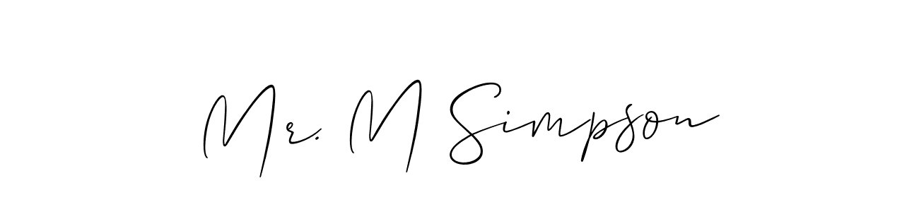 Mr. M Simpson stylish signature style. Best Handwritten Sign (Allison_Script) for my name. Handwritten Signature Collection Ideas for my name Mr. M Simpson. Mr. M Simpson signature style 2 images and pictures png