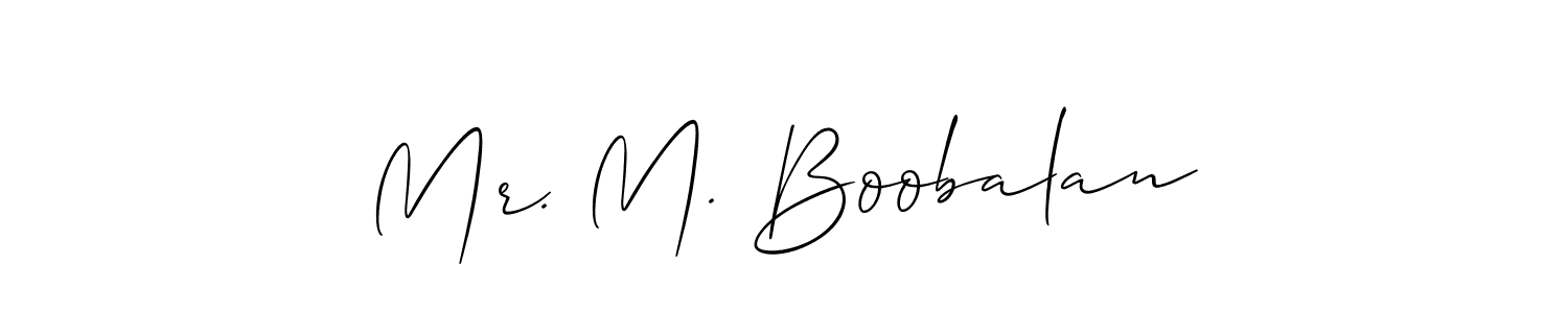 Create a beautiful signature design for name Mr. M. Boobalan. With this signature (Allison_Script) fonts, you can make a handwritten signature for free. Mr. M. Boobalan signature style 2 images and pictures png