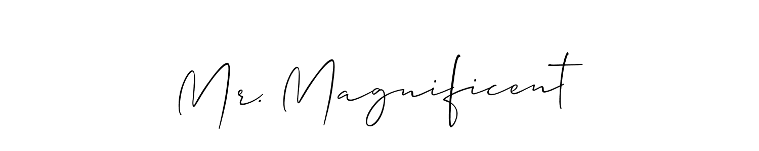 Make a short Mr. Magnificent signature style. Manage your documents anywhere anytime using Allison_Script. Create and add eSignatures, submit forms, share and send files easily. Mr. Magnificent signature style 2 images and pictures png