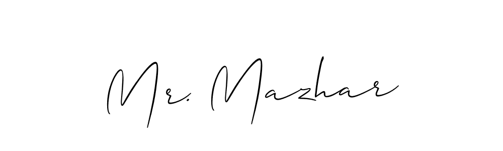 Make a short Mr. Mazhar signature style. Manage your documents anywhere anytime using Allison_Script. Create and add eSignatures, submit forms, share and send files easily. Mr. Mazhar signature style 2 images and pictures png