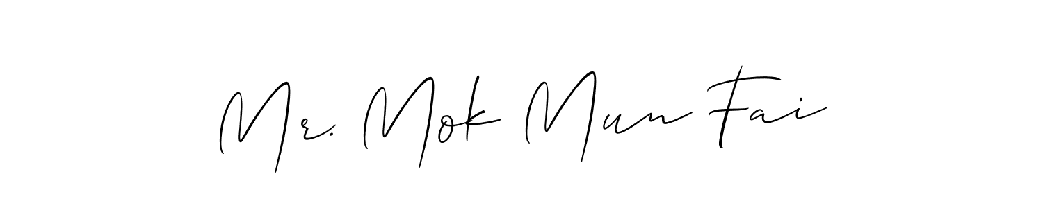 Check out images of Autograph of Mr. Mok Mun Fai name. Actor Mr. Mok Mun Fai Signature Style. Allison_Script is a professional sign style online. Mr. Mok Mun Fai signature style 2 images and pictures png