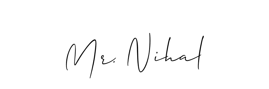 The best way (Allison_Script) to make a short signature is to pick only two or three words in your name. The name Mr. Nihal include a total of six letters. For converting this name. Mr. Nihal signature style 2 images and pictures png