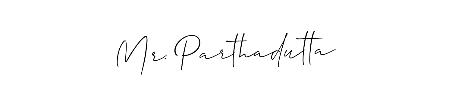 Similarly Allison_Script is the best handwritten signature design. Signature creator online .You can use it as an online autograph creator for name Mr. Parthadutta. Mr. Parthadutta signature style 2 images and pictures png