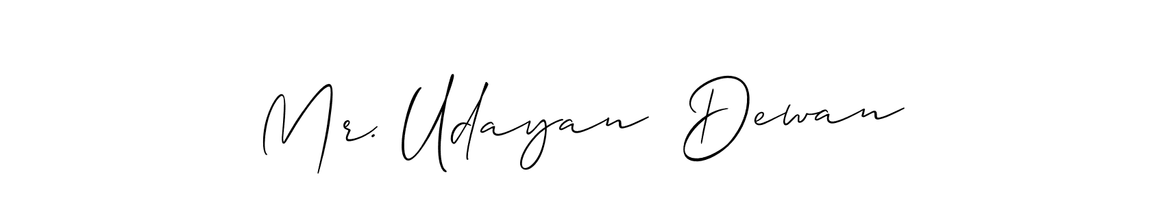 This is the best signature style for the Mr. Udayan  Dewan name. Also you like these signature font (Allison_Script). Mix name signature. Mr. Udayan  Dewan signature style 2 images and pictures png