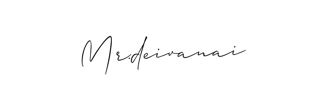 if you are searching for the best signature style for your name Mr.deivanai. so please give up your signature search. here we have designed multiple signature styles  using Allison_Script. Mr.deivanai signature style 2 images and pictures png