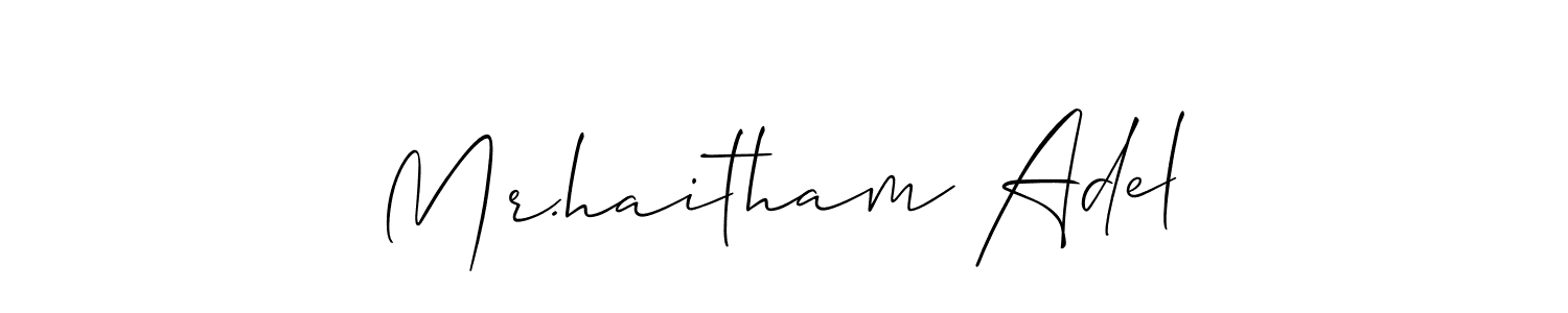 if you are searching for the best signature style for your name Mr.haitham Adel. so please give up your signature search. here we have designed multiple signature styles  using Allison_Script. Mr.haitham Adel signature style 2 images and pictures png