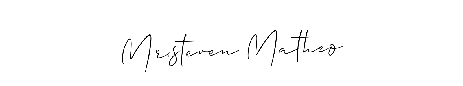 Allison_Script is a professional signature style that is perfect for those who want to add a touch of class to their signature. It is also a great choice for those who want to make their signature more unique. Get Mr.steven Matheo name to fancy signature for free. Mr.steven Matheo signature style 2 images and pictures png