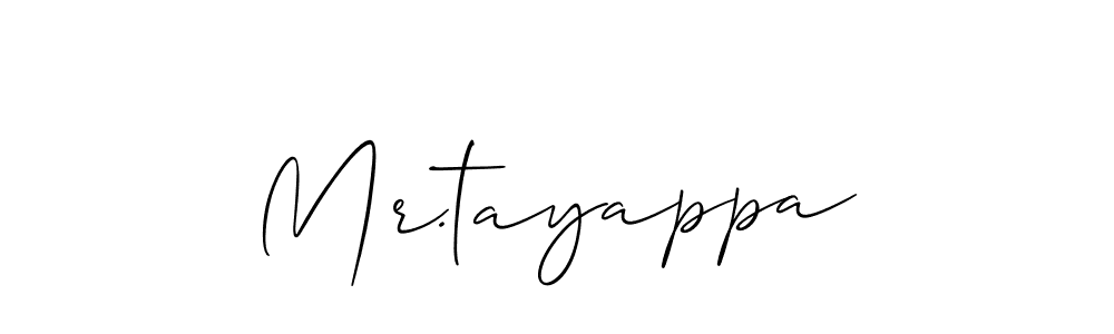 if you are searching for the best signature style for your name Mr.tayappa. so please give up your signature search. here we have designed multiple signature styles  using Allison_Script. Mr.tayappa signature style 2 images and pictures png