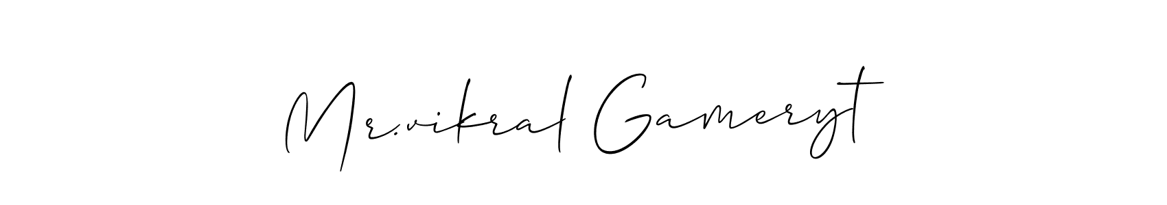 Also You can easily find your signature by using the search form. We will create Mr.vikral Gameryt name handwritten signature images for you free of cost using Allison_Script sign style. Mr.vikral Gameryt signature style 2 images and pictures png