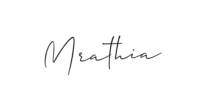 The best way (Allison_Script) to make a short signature is to pick only two or three words in your name. The name Mrathia include a total of six letters. For converting this name. Mrathia signature style 2 images and pictures png