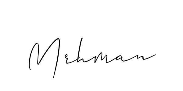 Use a signature maker to create a handwritten signature online. With this signature software, you can design (Allison_Script) your own signature for name Mrhman. Mrhman signature style 2 images and pictures png