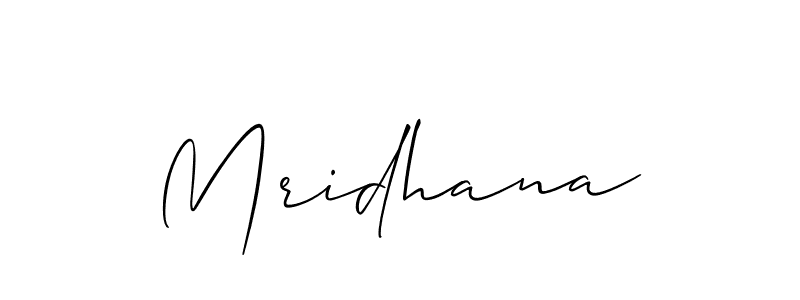 How to make Mridhana name signature. Use Allison_Script style for creating short signs online. This is the latest handwritten sign. Mridhana signature style 2 images and pictures png