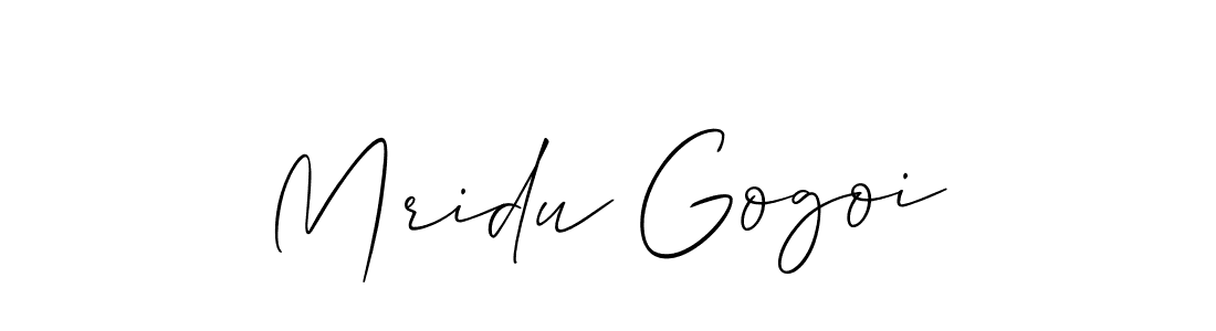 if you are searching for the best signature style for your name Mridu Gogoi. so please give up your signature search. here we have designed multiple signature styles  using Allison_Script. Mridu Gogoi signature style 2 images and pictures png