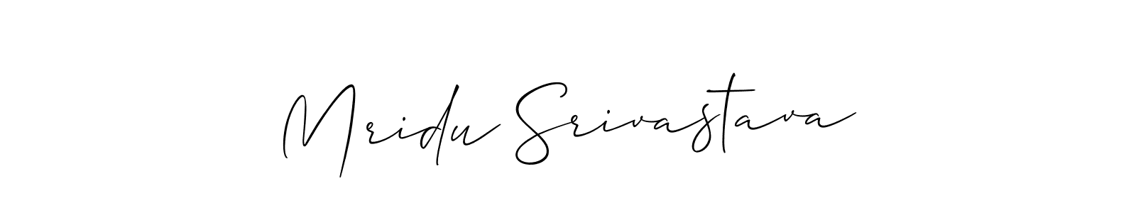 Create a beautiful signature design for name Mridu Srivastava. With this signature (Allison_Script) fonts, you can make a handwritten signature for free. Mridu Srivastava signature style 2 images and pictures png