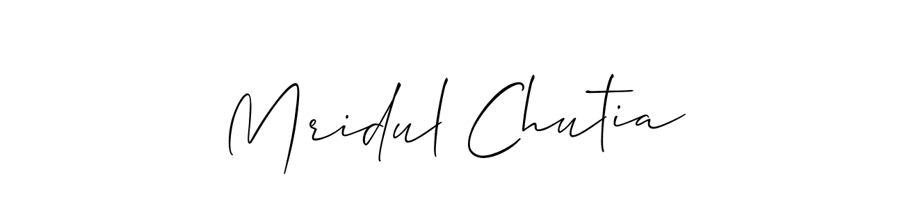 How to make Mridul Chutia name signature. Use Allison_Script style for creating short signs online. This is the latest handwritten sign. Mridul Chutia signature style 2 images and pictures png