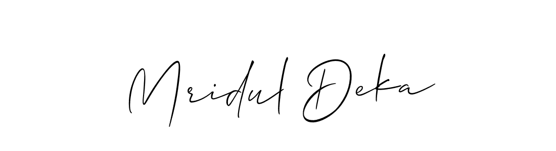 Also we have Mridul Deka name is the best signature style. Create professional handwritten signature collection using Allison_Script autograph style. Mridul Deka signature style 2 images and pictures png