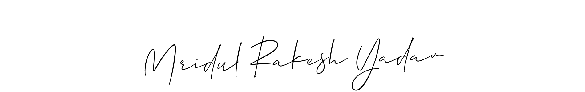 Use a signature maker to create a handwritten signature online. With this signature software, you can design (Allison_Script) your own signature for name Mridul Rakesh Yadav. Mridul Rakesh Yadav signature style 2 images and pictures png