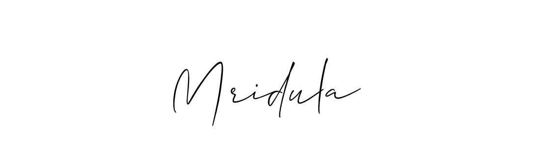 How to make Mridula ♡ name signature. Use Allison_Script style for creating short signs online. This is the latest handwritten sign. Mridula ♡ signature style 2 images and pictures png