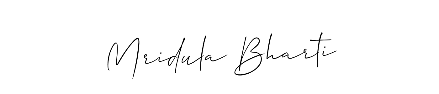 Make a beautiful signature design for name Mridula Bharti. With this signature (Allison_Script) style, you can create a handwritten signature for free. Mridula Bharti signature style 2 images and pictures png