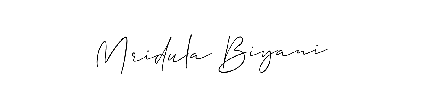 Make a short Mridula Biyani signature style. Manage your documents anywhere anytime using Allison_Script. Create and add eSignatures, submit forms, share and send files easily. Mridula Biyani signature style 2 images and pictures png