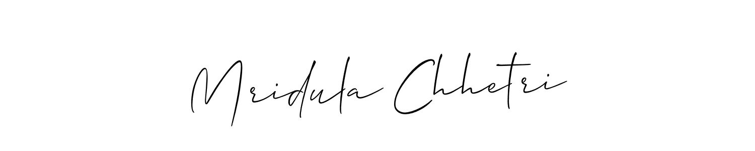 Make a beautiful signature design for name Mridula Chhetri. With this signature (Allison_Script) style, you can create a handwritten signature for free. Mridula Chhetri signature style 2 images and pictures png