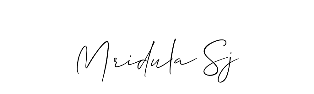 The best way (Allison_Script) to make a short signature is to pick only two or three words in your name. The name Mridula Sj include a total of six letters. For converting this name. Mridula Sj signature style 2 images and pictures png