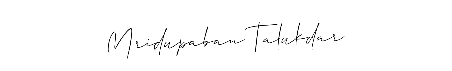 Create a beautiful signature design for name Mridupaban Talukdar. With this signature (Allison_Script) fonts, you can make a handwritten signature for free. Mridupaban Talukdar signature style 2 images and pictures png