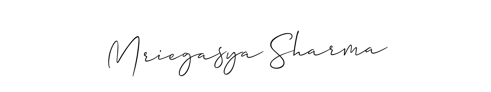 if you are searching for the best signature style for your name Mriegasya Sharma. so please give up your signature search. here we have designed multiple signature styles  using Allison_Script. Mriegasya Sharma signature style 2 images and pictures png